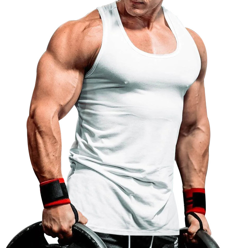 Grenzüberschreitender Außenhandel Herrenbekleidung Herren Tiefgraben Bodybuilding Fitness Weste Einfarbig Sommer Umfassendes Training Sportboden_voghion.com