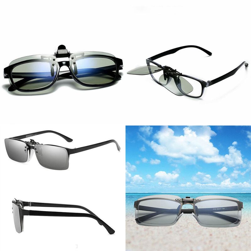 Occhiali da sole fotocromatici polarizzati alla moda da uomo, con clip Chameleon, per miopia, occhiali da guida diurni e notturni, UV400_voghion.com