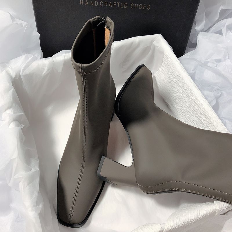 Bottes à talons hauts en cuir véritable pour femme, nouvelles bottes d'automne et d'hiver en cuir de vache élastique, fines et polyvalentes, à la mode coréenne_voghion.com