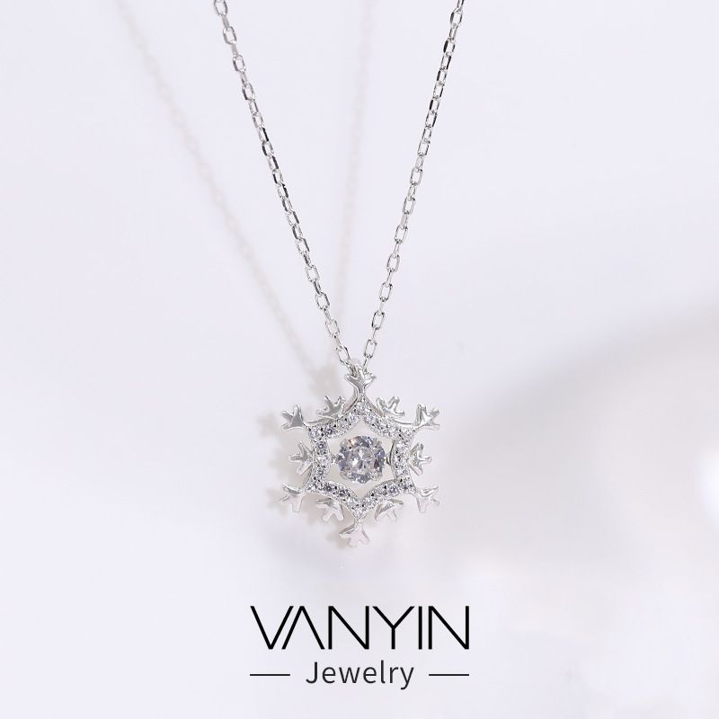 Wanying Jewelry, Dynamische Schneekette, S Pure Silver Korean Edition Dance Anhänger, Temperament Schlagendes Herz Mode_voghion.com