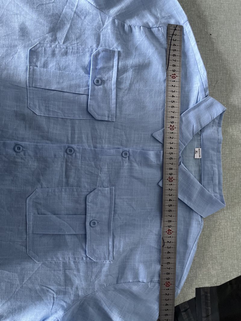 Camicia casual da vacanza a maniche corte in cotone e lino con doppia tasca da uomo, 7 colori_voghion.com