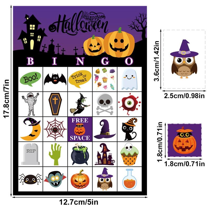Set di carte da gioco del bingo di Halloween per bambini e adulti - 24 giocatori, attività spettrale per feste a tema zucca - Divertente serata di giochi in famiglia_voghion.com