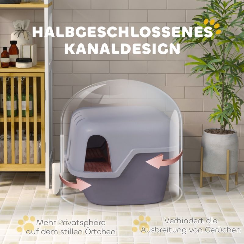 Katzentoilette mit Deckel und Schaufel, leicht zu reinigen, Lila_voghion.com