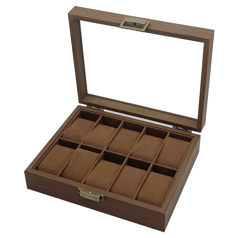 Vintage Walnut Wood Watch Box With 10 Slots - Premium Watch Storage & Display Case For Watch Collectors_voghion.com