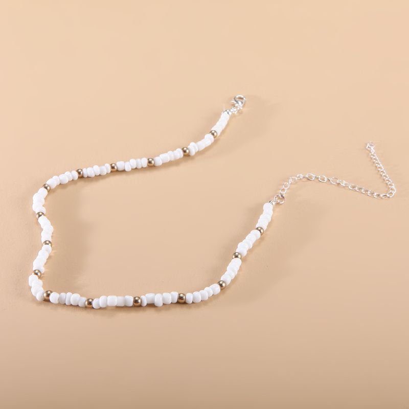 Collier ras du cou simple en perles de rocaille pour femme, breloque colorée faite à la main, style bohème, été_voghion.com
