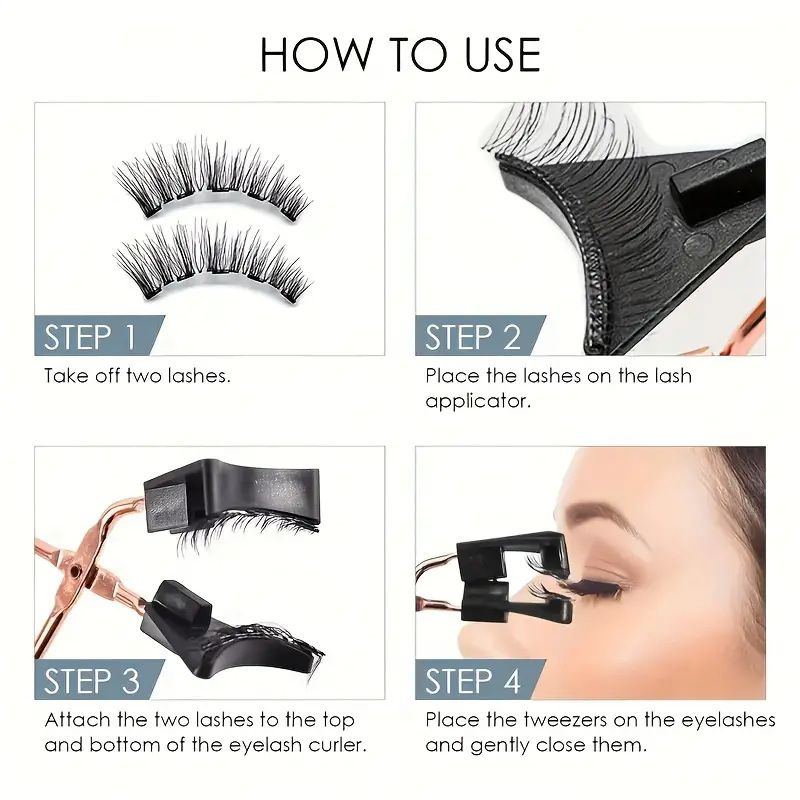 5-Piece Magnetic Eyelash Kit With Applicator - Reusable & Easy To Apply (Strong Hold, No Glue Needed, Perfect For Beginners & Professionals)_voghion.com