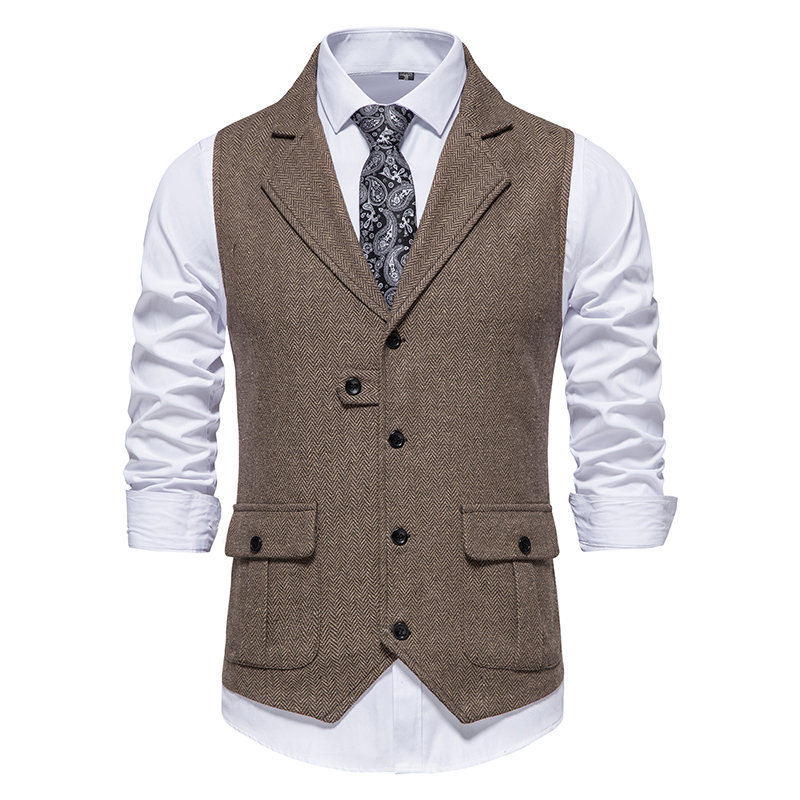 2024 Casual Business Herringbone Wollanzug, Weste, Männernei Stil_voghion.com