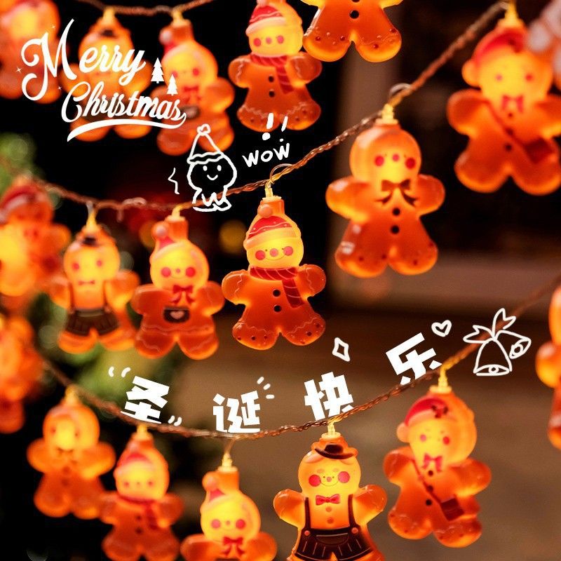 LED String Gingerbread Snowman Christmas Tree Decoration Battery Box USB Atmosphere Festival Lights_voghion.com