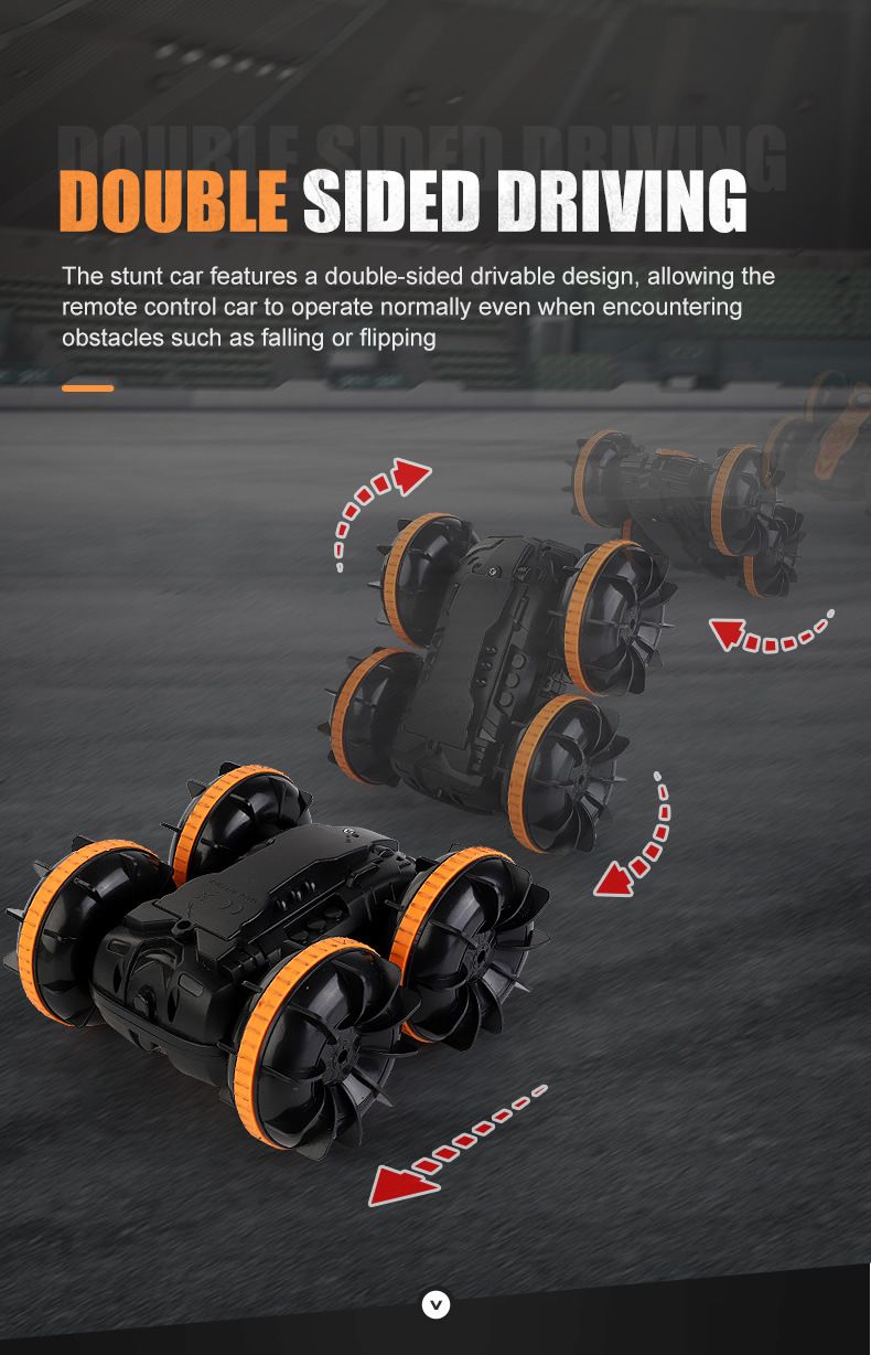 New double-sided rolling and rotating remote-controlled stunt amphibious beach toy_voghion.com