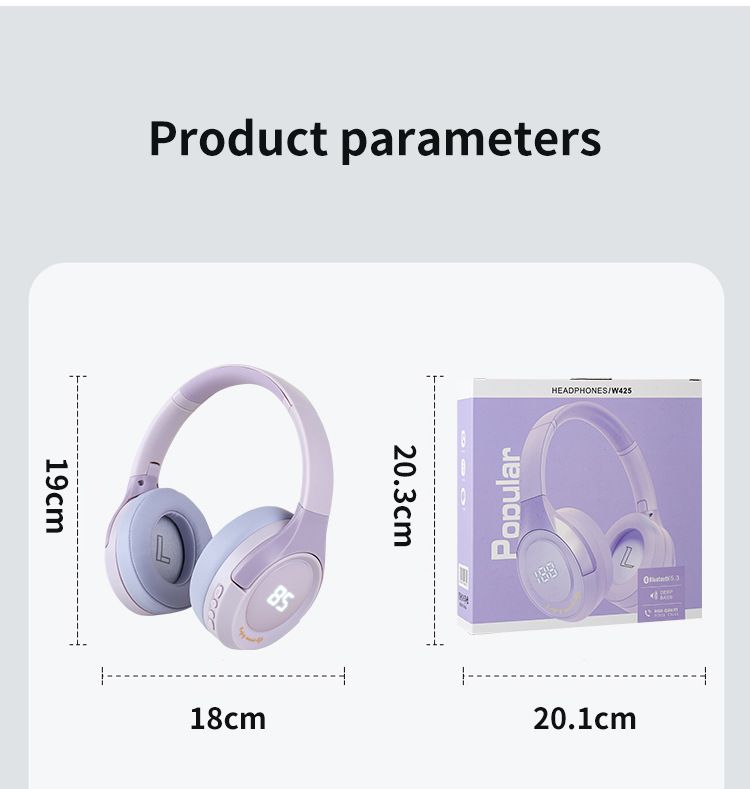 Słuchawki Bluetooth, bezprzewodowe, montowane na głowie, wyświetlacz głośności i poziomu naładowania baterii, składane gniazdo karty, bardzo długi czas czuwania,_voghion.com
