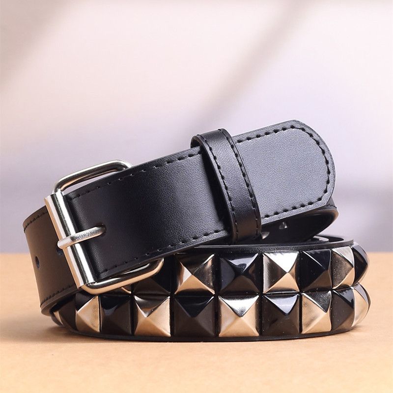 Sıcak Erkek ve Kadın Çivili Kemer Punk Pin Tokalı Ücretsiz Kargo Moda Yapay Elmas Perçin Siyah Moda_voghion.com