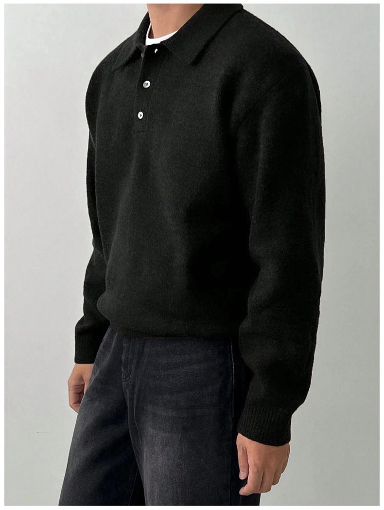 Maglione a collo alto da uomo – Pullover in maglia spessa con orlo a coste (grigio chiaro, nero, caffè, grigio scuro, marrone chiaro, verde oliva)_voghion.com