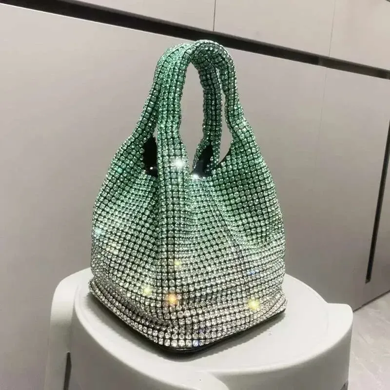 2025 Shiny Crystal Bucket Shoulder Rhinestone Handmade Purses And Handbags Designer Evening Clutch Purse Bag_voghion.com
