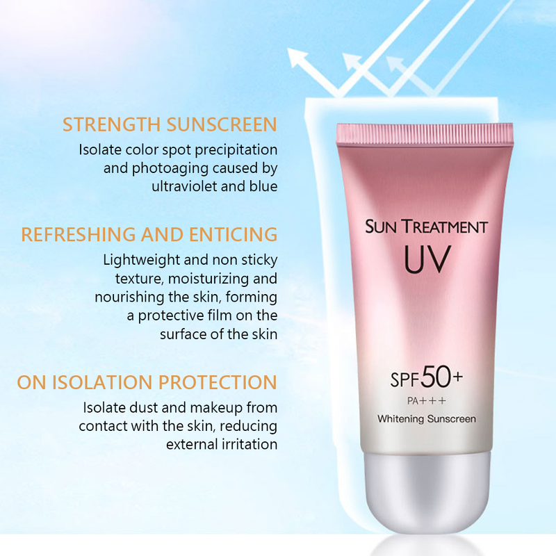 SPF50+Vücut Güneş Kremi SPF 50+Beyazlatıcı Yüz Güneş Kremi Cildi beyazlatmak için kullanılan hafif ve ince bir güneş koruyucu._voghion.com