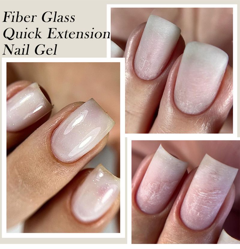 Nagelfaser-Verlängerungsflüssigkeit mit Glasfaserfaden – papierloser UV-Gel-Extender | No-Form-Nagelverlängerungsset für starke und flexible Nägel_voghion.com