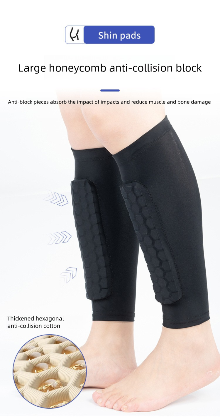 Maniche per polpacci anticollisione a nido d'ape per sport all'aria aperta, calzini da calcio, da corsa, da escursionismo, da ciclismo, attrezzatura protettiva per le gambe_voghion.com