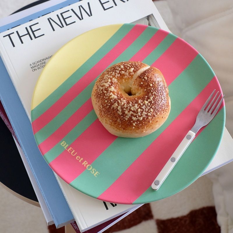 INS Checkerboard Bamboo Fiber Eco-Friendly Anti-Fall Breakfast Western Salad Tableware Dinner Dessert Plate_voghion.com