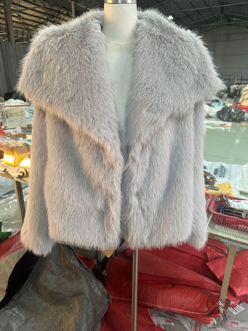 Wintermantel Nerzpelz Großes Revers Damen Top Plus Size Loose Short Style_voghion.com