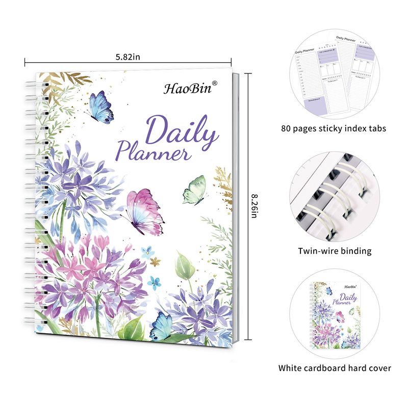 H&B A5 Spiral Notebook - 80 Sheets 100g Paper, Weekly Planner & To-Do List Journal, Blue Cover_voghion.com
