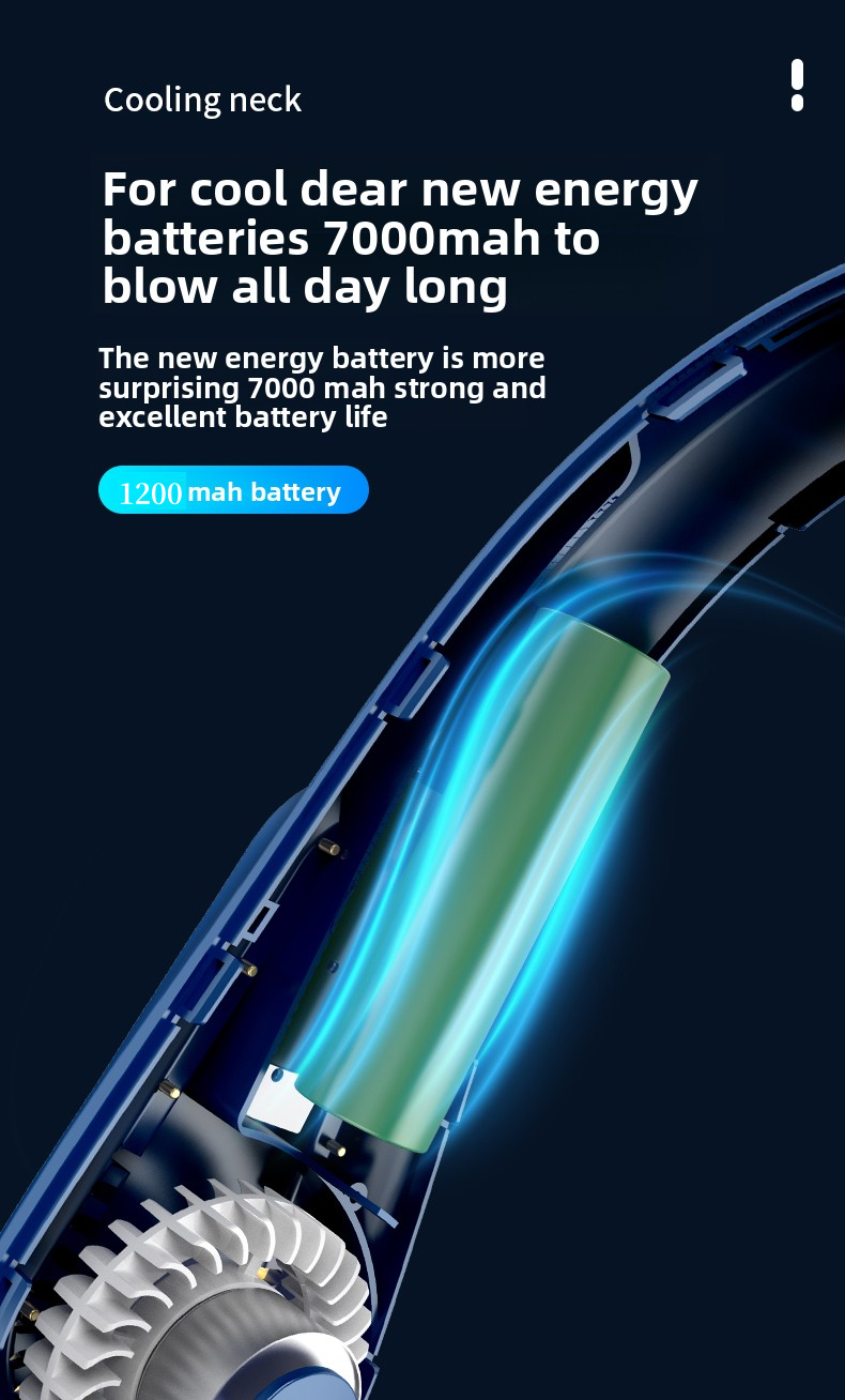 Portable Mini Neckband USB Charging 1200mAh Long Endurance Fan, Digital Display, Turbocharged Cooling Bladeless Fan_voghion.com