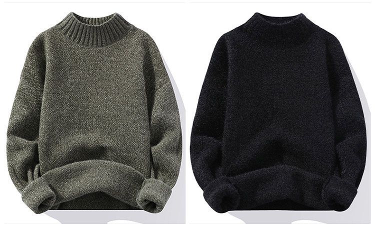 Maglione da uomo in visone dorato, autunno e inverno 2023, nuovo commercio estero, tinta unita, collo alto, semplice, casual, con fondo aderente_voghion.com