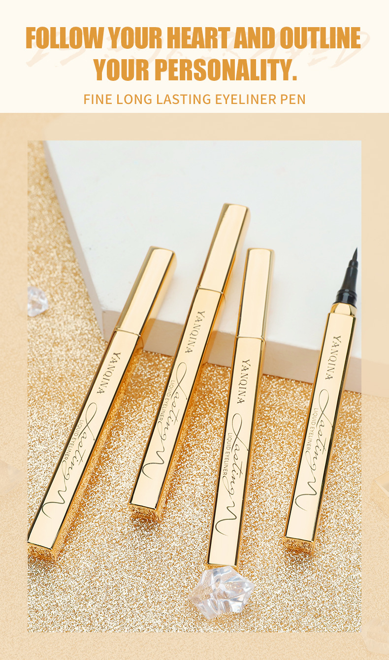 YANQINA Yanqina Tuhao Gold hold makeup without tingling big eyes, sweat proof eyeliner Liquid Pen can quickly dry and_voghion.com
