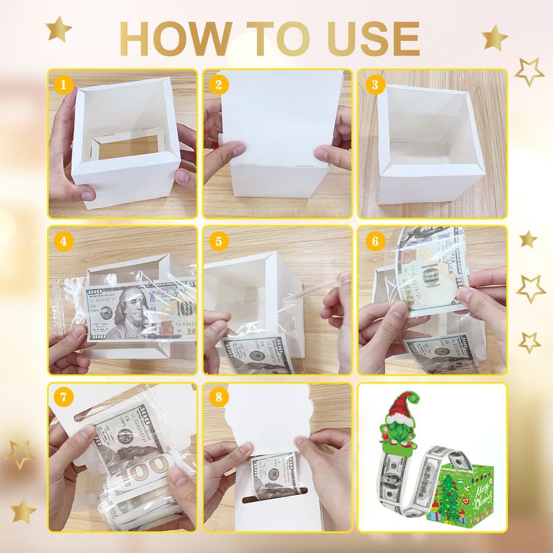 Christmas Theme Elderly Green Cash Money Surprise Party Decoration Atmosphere Arrangement Gift Box_voghion.com