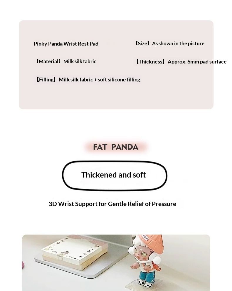 NeoGear Pink Butt Panda Maus-Ablagepad für Mädchen, niedlich, rutschfest, hochwertige Handgelenkstütze für Computer und Büro_voghion.com