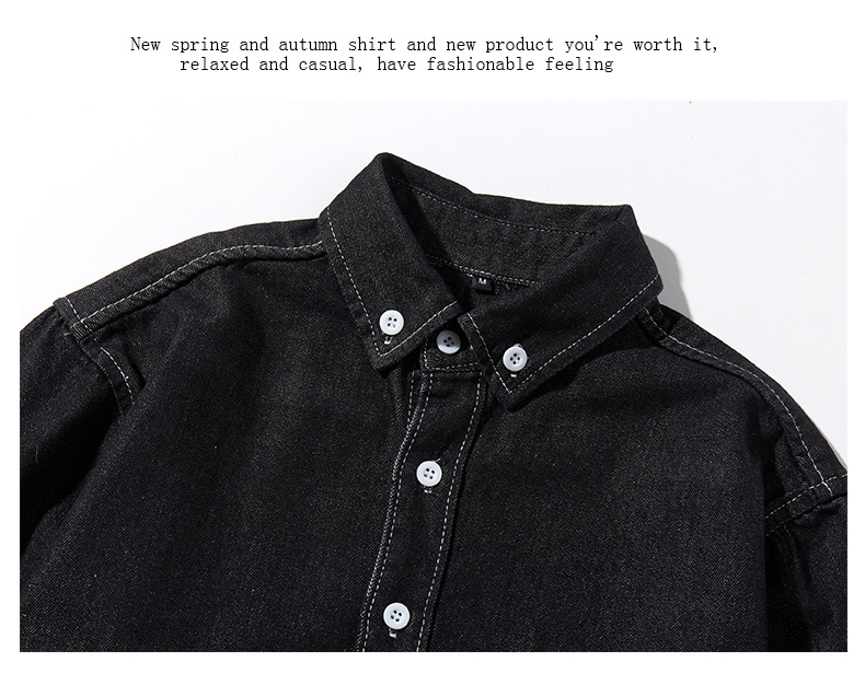 Außenhandel Frühling und Herbst reine Baumwolle gewaschen Jeanshemd langärmelige trendige vielseitige Herren Arbeitshemd japanische Freizeitjacke_voghion.com