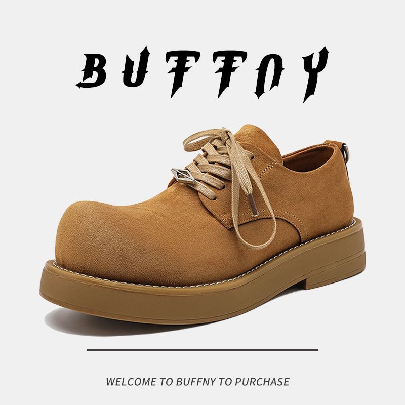 Derby-Schuhe mit rundem Kopf für Herren, dicke Sohle, erhöhte Freizeitschuhe mit großem Kopf, niedriges Oberteil, Werkzeug-Herrenschuhe_voghion.com