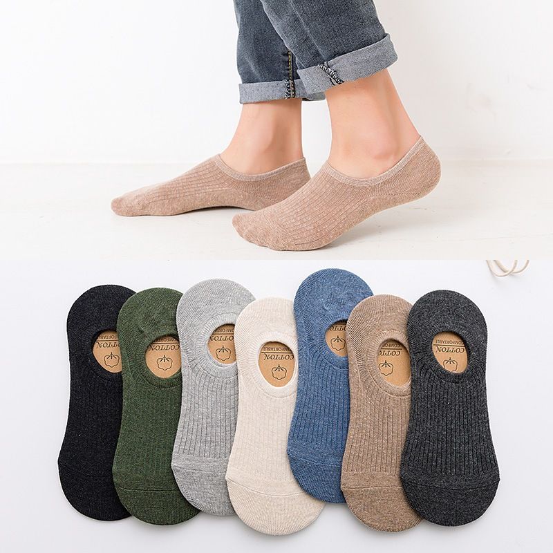 2025d 2025 Spring Summer Solid Color Non-Slip Silicone Invisible Men's Cotton Low-Cut Casual Short Socks_voghion.com