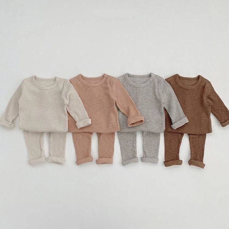Calças de outono para bebê, roupas de casa para meninos, conjunto canelado para meninas, roupa íntima de fenda para bebê, base, roupas infantis_voghion.com
