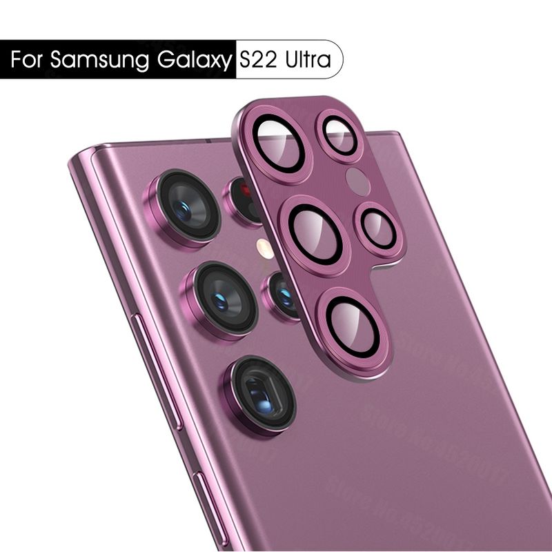 Carcasă cu inel metalic pentru lentilă de cameră pentru Samsung Galaxy S22 Ultra, protectoare pentru cameră, lentilă pentru Galaxy S22 Ultra, sticlă pentru Samsung S_voghion.com