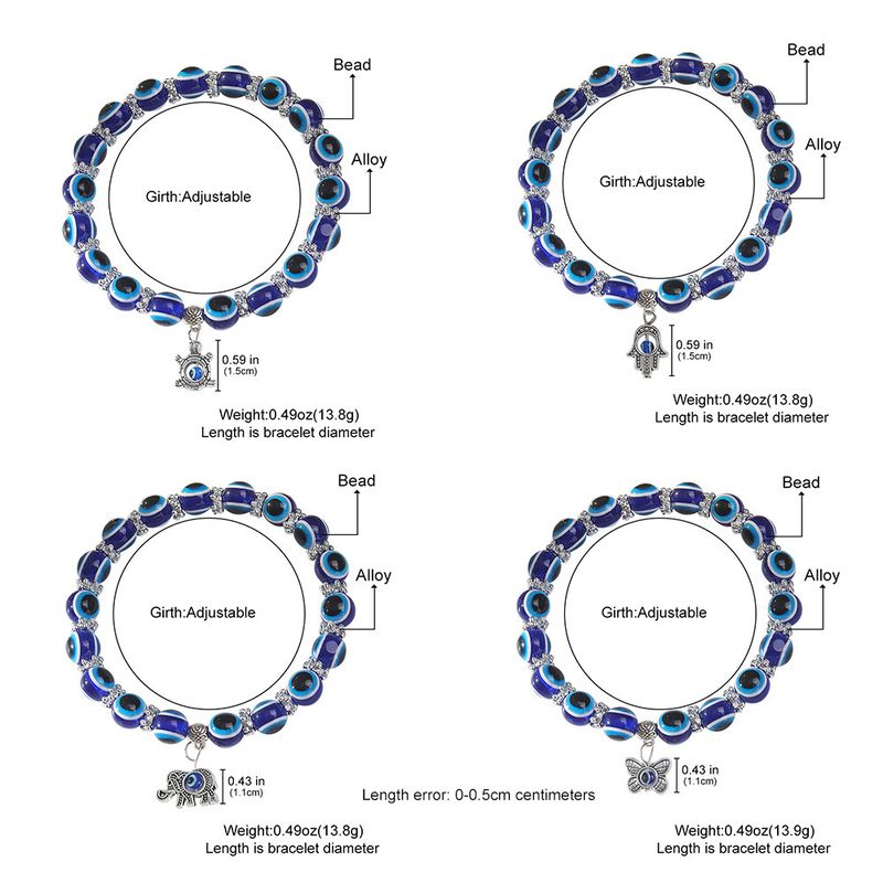 Cavigliera in resina con ciondolo a forma di gufo, tartaruga e farfalla con occhio di demone blu semplice_voghion.com