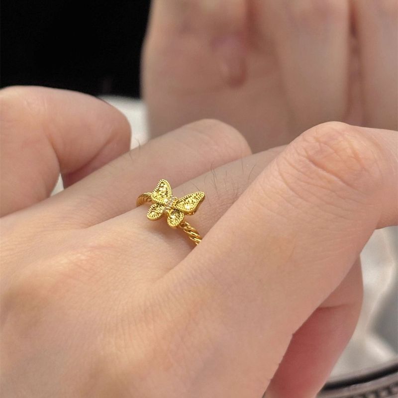 Anello versatile con design a farfalla mini super lucido per donna, alla moda, sognante, di alto valore e dalla personalità raffinata_voghion.com