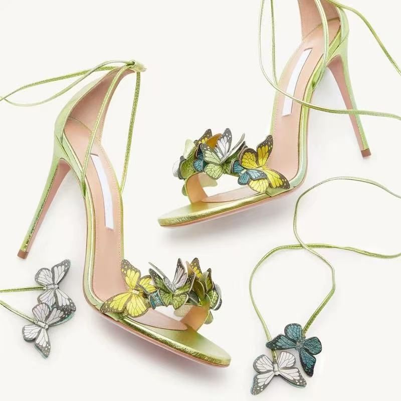 by Step Attracting Butterflies 2025 New Butterfly Cross Strap Stiletto High Heel Sandals For Women Peep Toe Mules_voghion.com