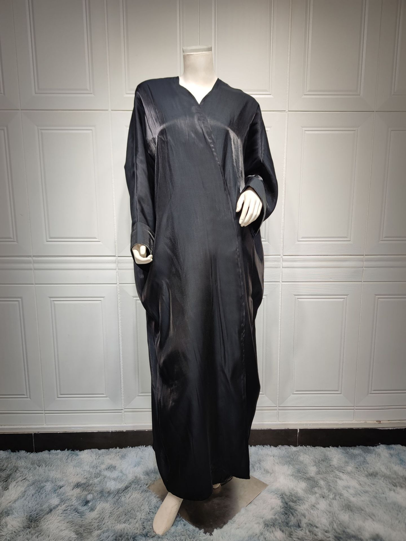Damkläder Mellanöstern blygsamt muslimskt mode ljust sidensatin fladdermus-ärmrock plus size damkläder abaya_voghion.com