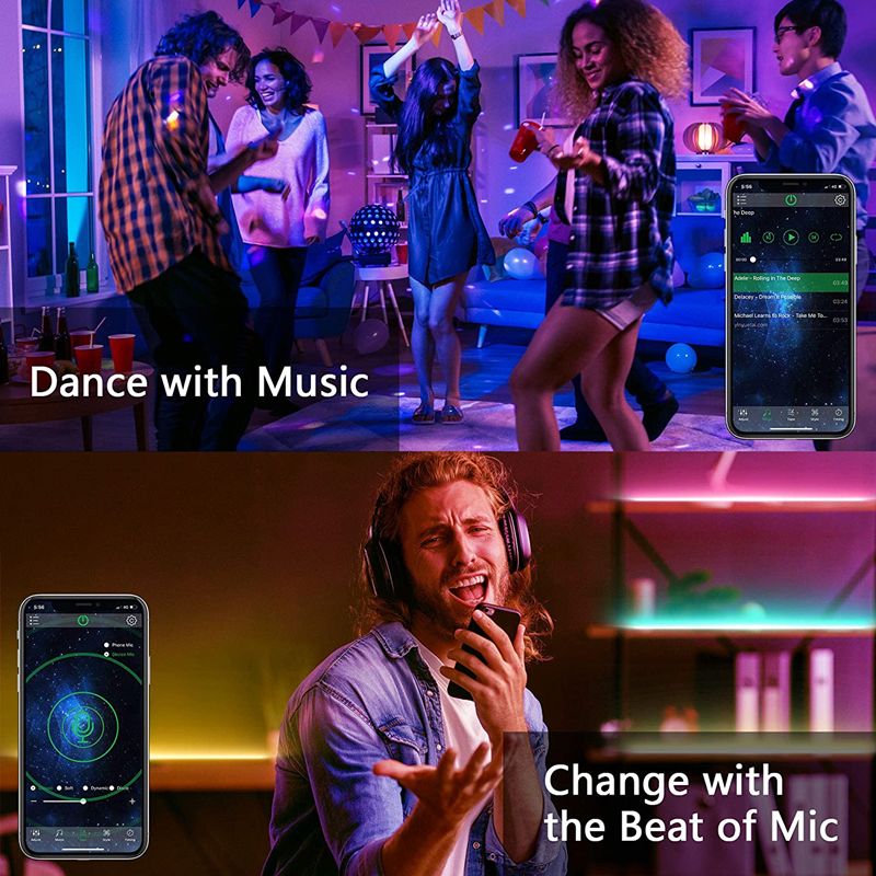 Bande lumineuse LED USB Bluetooth RGB 5050 WS2812B avec télécommande infrarouge et diode flexible 5 V 16 couleurs pour rétroéclairage de bureau TV_voghion.com