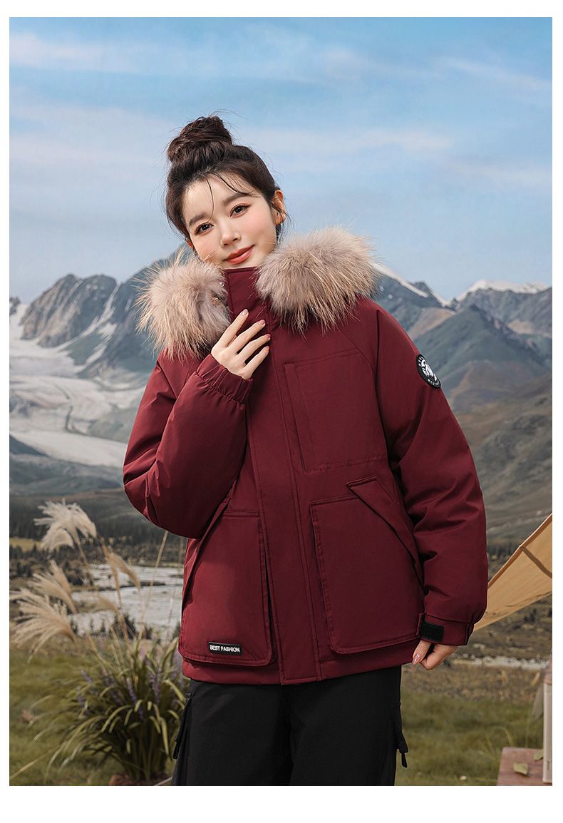 Kurze Pufferjacke für Damen im Winter mit Kunstpelzkapuze – kuschelig warme Oberbekleidung mit Fleecefutter für lässige Streetwear_voghion.com