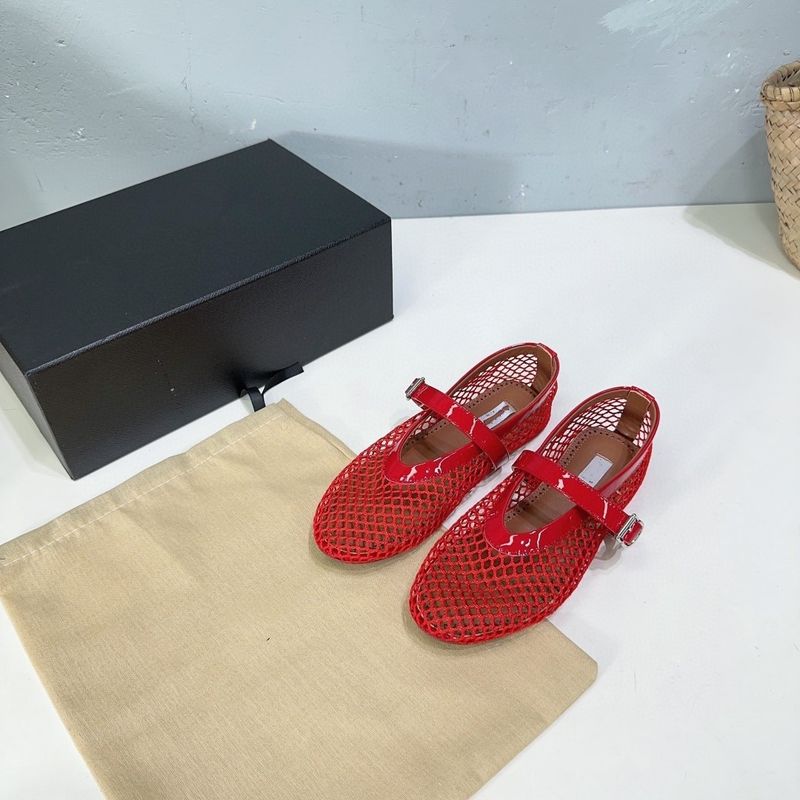 One-Strap Ballet For Women New Spring New Flat Breathable Hollow Mary Jane Single Fishnet Shoes_voghion.com