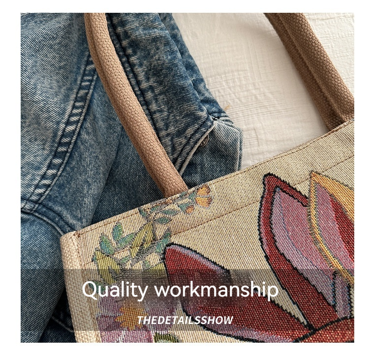 Ethnic Style Cartoon Elephant Xishuangbanna Tourism Handbag, Women's Shoulder Bag, Embroidered Canvas Bag_voghion.com