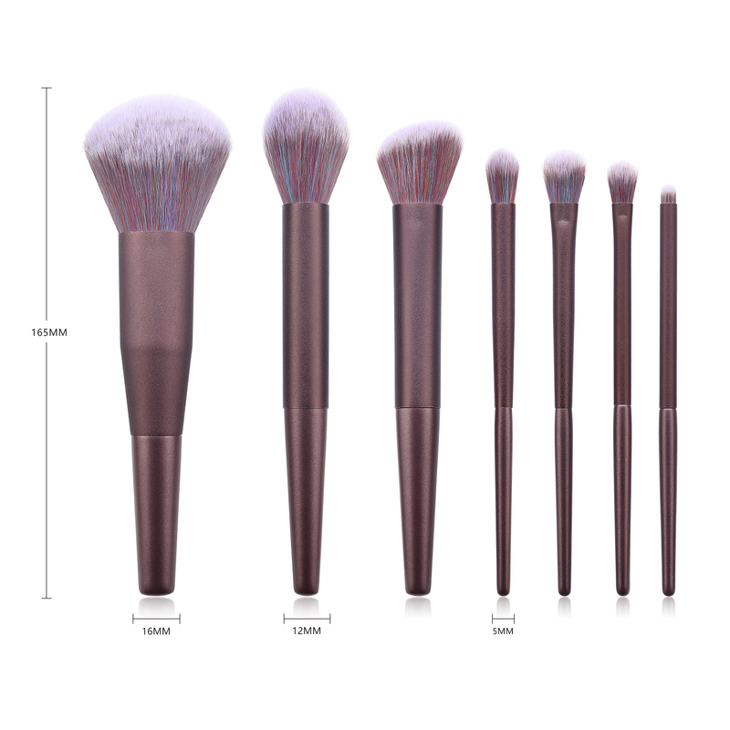 7-teiliges Make-up-Pinsel-Set, Holzgriff, Pinselspitze, lila Hemdschutz, Make-up-Tools GUJHUI_voghion.com