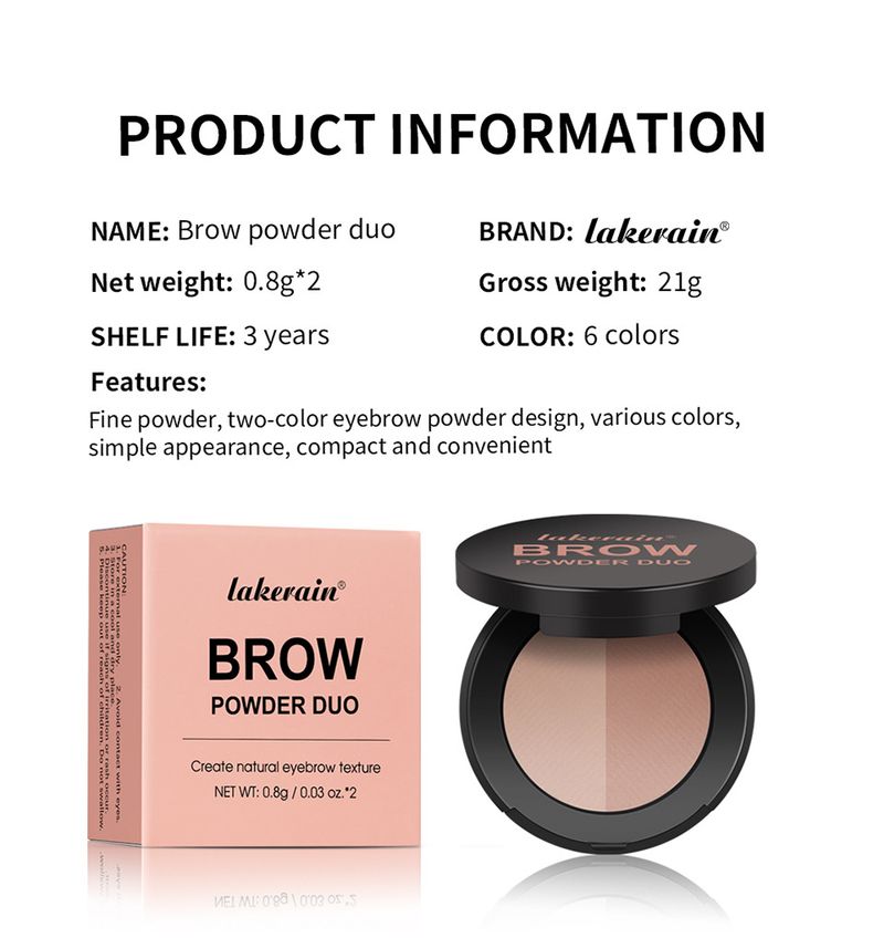 Lakerain Dual-Color Eyebrow Powder Natural 3D Contour Nose Shadow Powder Long-Lasting Waterproof Formula Highly Pigmented Eyebrow Makeup_voghion.com