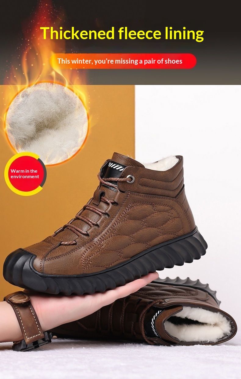 Glide 2024 Winter Fleecegefütterte warme Freizeit-Leder-Outdoor-Wander-Schneestiefel Dad Herren-Baumwollschuhe_voghion.com