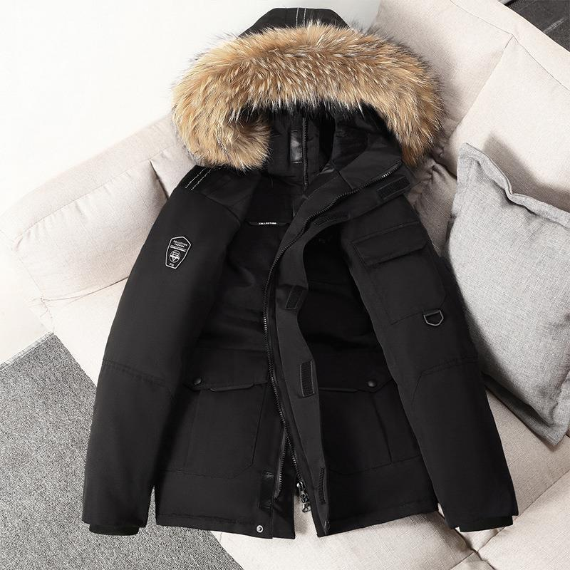 Laufende Daunenjacke im gleichen Stil für koreanische Arbeitskleidung, mittellang bis lang, verdickte Winterjacke für Herren im neuen Stil von 2023, Paarjacke_voghion.com