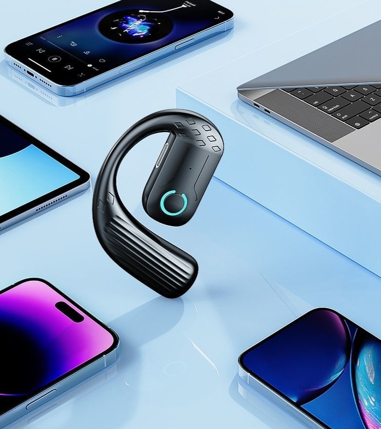 Auricolare Bluetooth 5.4 universale con gancio auricolare singolo girevole senza fili, batteria a lunga durata, a sinistra e a destra_voghion.com