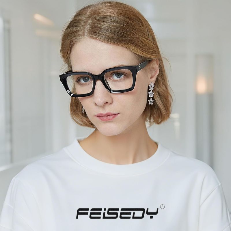 Montatura per occhiali classica rettangolare con lenti trasparenti spesse per uomo e donna, versione senza logo_voghion.com