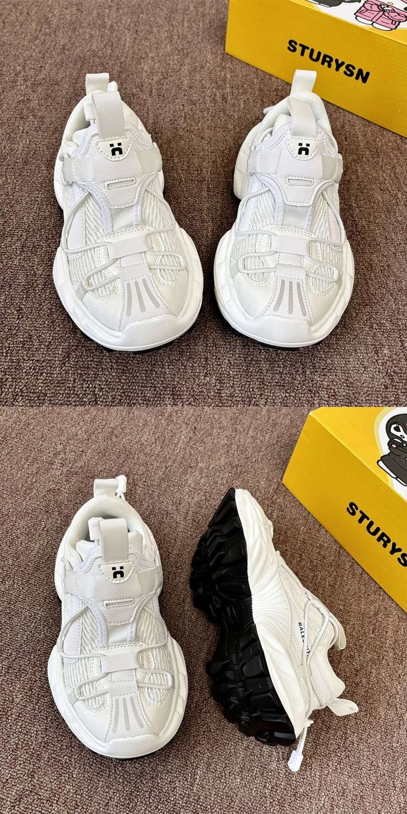 Scarpe da papà doppie bianche con fondo spesso da uomo e da donna_voghion.com