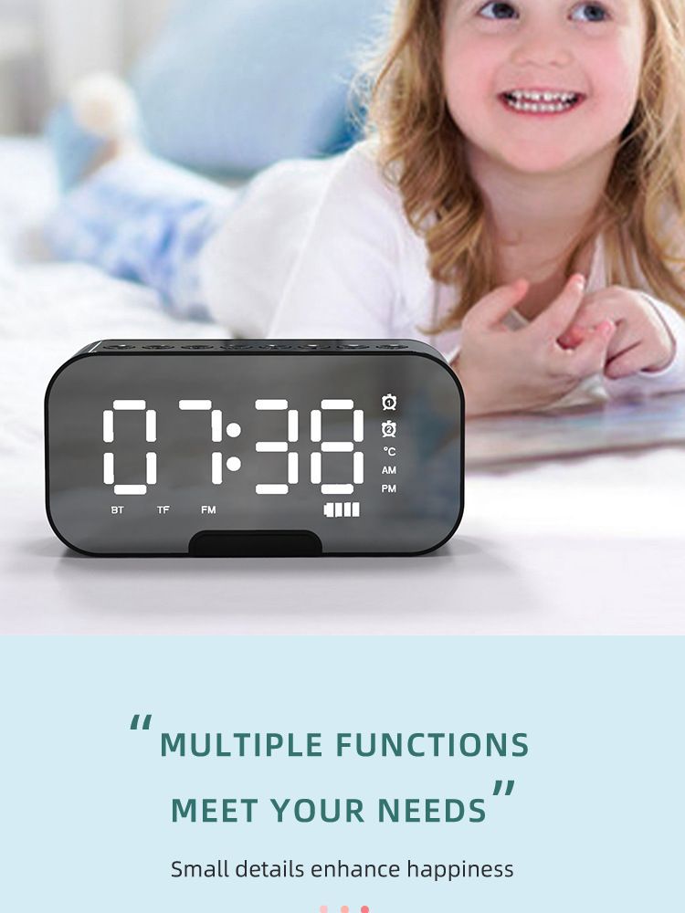 Q5 vezeték nélküli Bluetooth hangszóró tükör többfunkciós ébresztőóra kártya intelligens mini hangszóró ajándék_voghion.com
