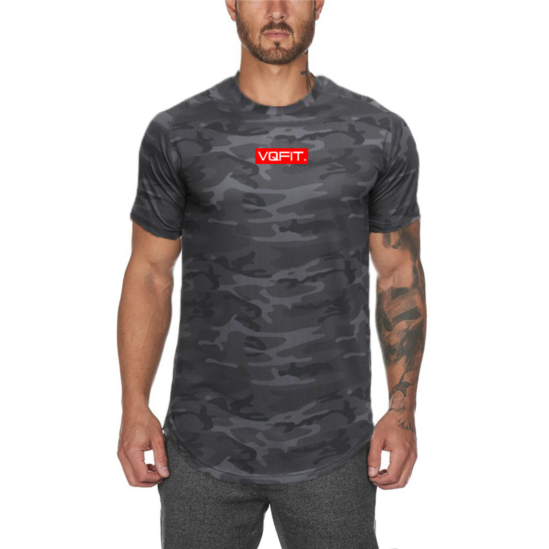 Muscle Fitness Men's Casual Top Camo Sports Breathable Quick Drying Outdoor Short Sleeve T-shirt_voghion.com